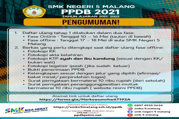 PENGUMUMAN PPDB TAHAP 1